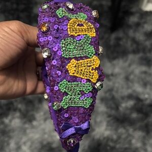 Mardi Gras Purple Sequin Headband with Multicolor Accents